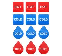 PATIKIL Hot and Cold Self-adhesive Stickers, 6Set Acrylic Square/Teardrop Sticker Signs Hot Cold Warning Label Signs for Faucets Sinks Home Office, White and Red/Blue
