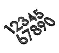 PATIKIL House Numbers 3D Black ABS Electroplating 10Pcs Door Address Metal Numbers Letter Self Adhesive for House, Apartment Office, Hotel Room, Mailbox Sign