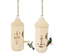PATIKIL Hummingbird House, 2 Pcs Natural Wooden Bird Houses Hummingbird Houses for Outside for Nesting Feeders Home Garden Decoration Gardening Decor, Wooden