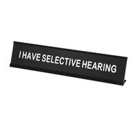 PATIKIL I HAVE SELECTIVE HEARING Desk Name Plate, Aluminum Desk Plaque Funny Nameplate Sign for Office Coworker Prank Gifts Desk Decor, Black/White on Black