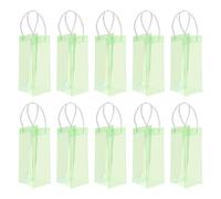 PATIKIL Ice Wine Bag, 10 Pcs Portable Collapsible Clear Wine Pouch Cooler Clear PVC Gift Bags with Handles for Champagne Party Outdoor Cold Beer Chilled Beverages, Green