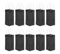 PATIKIL Ice Wine Bag, 10 Pcs Portable Collapsible Clear Wine Pouch Cooler Clear PVC Gift Bags with Handles for Champagne Party Outdoor Cold Beer Chilled Beverages, Black