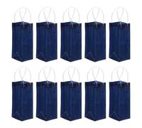 PATIKIL Ice Wine Bag, 10 Pcs Portable Collapsible Clear Wine Pouch Cooler Clear PVC Gift Bags with Handles for Champagne Party Outdoor Cold Beer Chilled Beverages, Navy Blue