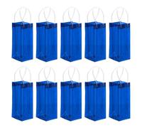 PATIKIL Ice Wine Bag, 10 Pcs Portable Collapsible Clear Wine Pouch Cooler Clear PVC Gift Bags with Handles for Champagne Party Outdoor Cold Beer Chilled Beverages, Sapphire Blue