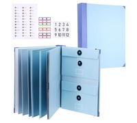 PATIKIL Important Document Organizer, A4 Document Binder Folio Folder with Pocket, Expanding File Folder with Label Stick for Office Home Birth Certificate/Passport/Record, Blue