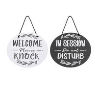 PATIKIL in Session Do Not Disturb Door Hanger Sign, PVC Double Sided Welcome Please Knock Door Sign Decor for Office, Meeting, Session, Home, Recording, Black White, 9" x 9"