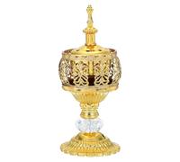PATIKIL Incense Holder, 18.5 x 7.7cm Frankincense Charcoal Incense Burner Resin Stand for Yoga Spa Aromatherapy, Home Decoration and Church Use, Gold