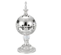 PATIKIL Incense Holder, 18.5 x 7.7cm Round Incense Burner, Silver