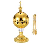 PATIKIL Incense Holder, 18.5 x 7.7cm Round Incense Burner with Tweezers, Gold