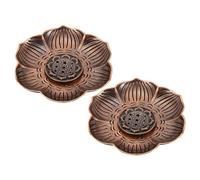 PATIKIL Incense Stick Holder, 2 Pack Incense Burner Plate Holder Alloy Incense Base Stand for Yoga Spa Room Home Office, Red Bronze Blossom Type