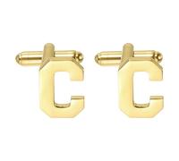 PATIKIL Initial Cufflinks, Classic Alphabet Letter C Stainless Steel Men Cuff Links 26 Letters A-Z with Box for Men Father Husband Weddings Gift Business Birthday, Gold Tone