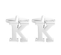 PATIKIL Initial Cufflinks, Classic Alphabet Letter K Copper Men Cuff Links 26 Letters A-Z with Box for Men Father Husband Weddings Gift Business Birthday Party, Silver Tone