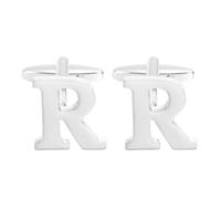 PATIKIL Initial Cufflinks, Classic Alphabet Letter R Copper Men Cuff Links 26 Letters A-Z with Box for Men Father Husband Weddings Gift Business Birthday Party, Silver Tone