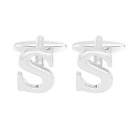 PATIKIL Initial Cufflinks, Classic Alphabet Letter S Copper Men Cuff Links 26 Letters A-Z with Box for Men Father Husband Weddings Gift Business Birthday Party, Silver Tone