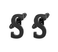 PATIKIL Initial Cufflinks, Classic Alphabet Letter S Men Cuff Links 26 Letters A-Z with Gift Box for Men Father Husband Weddings Gift Business Birthday Party, Black