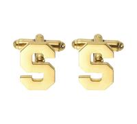PATIKIL Initial Cufflinks, Classic Alphabet Letter S Stainless Steel Men Cuff Links 26 Letters A-Z with Box for Men Father Husband Weddings Gift Business Birthday, Gold Tone