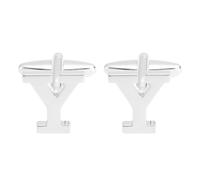 PATIKIL Initial Cufflinks, Classic Alphabet Letter Y Copper Men Cuff Links 26 Letters A-Z with Box for Men Father Husband Weddings Gift Business Birthday Party, Silver Tone