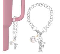 PATIKIL Initial Disco Ball Charm Keychain for Cup Holder, Silver Bling Crown Letter F Diamond Glitter Keychain Accessories for 30&40 oz Water Bottle Tumbler Cup Personalized ID Decoration