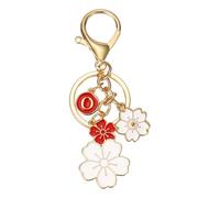PATIKIL Initial Keychain, Flower Charm Letter-O Key Chain Cute Cherry Blossom Letter Keyring for Women Car Keys Handbags Purse Backpack Accessory Gift, Red