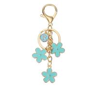PATIKIL Initial Keychain, Flower Charm Letter-R Key Chain Cute Floral Charm Letter Keyring for Women Car Keys Handbags Purse Backpack Accessory Gift, Blue