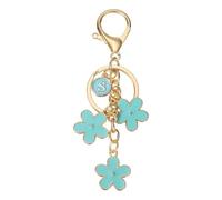 PATIKIL Initial Keychain, Flower Charm Letter-S Key Chain Cute Floral Charm Letter Keyring for Women Car Keys Handbags Purse Backpack Accessory Gift, Blue