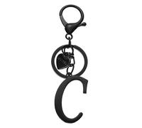 PATIKIL Initial Letter C Keychain, Stainless Steel Heart Alphabet Key Ring DIY Pendant Keychain for Women Bag Charm Purse Gift Handbag Backpack, Black
