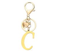 PATIKIL Initial Letter C Keychain, Stainless Steel Heart Alphabet Key Ring DIY Pendant Keychain for Women Bag Charm Purse Gift Handbag Backpack, Gold