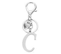 PATIKIL Initial Letter C Keychain, Stainless Steel Heart Alphabet Key Ring DIY Pendant Keychain for Women Bag Charm Purse Gift Handbag Backpack, Silver