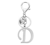 PATIKIL Initial Letter D Keychain, Stainless Steel Heart Alphabet Key Ring DIY Pendant Keychain for Women Bag Charm Purse Gift Handbag Backpack, Silver
