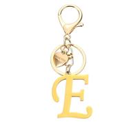 PATIKIL Initial Letter E Keychain, Stainless Steel Heart Alphabet Key Ring DIY Pendant Keychain for Women Bag Charm Purse Gift Handbag Backpack, Gold