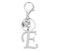 PATIKIL Initial Letter E Keychain, Stainless Steel Heart Alphabet Key Ring DIY Pendant Keychain for Women Bag Charm Purse Gift Handbag Backpack, Silver