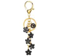 PATIKIL Initial Letter Flower Keychain, Alphabet C Enamel Charm Flower Keyring Keys Holder Bag Handbag Backpack Purse Accessories for Birthdays, Valentine's Day, Christmas, Black