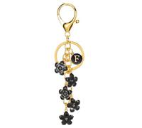 PATIKIL Initial Letter Flower Keychain, Alphabet F Enamel Charm Flower Keyring Keys Holder Bag Handbag Backpack Purse Accessories for Birthdays, Valentine's Day, Christmas, Black