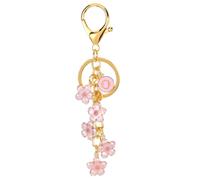 PATIKIL Initial Letter Flower Keychain, Alphabet O Enamel Charm Flower Keyring Keys Holder Bag Handbag Backpack Purse Accessories for Birthdays, Valentine's Day, Christmas, Pink