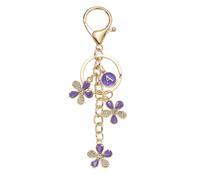 PATIKIL Initial Letter Flower Keychain, Cute Alphabet A Cherry Blossom Rhinestone Keyring for Women Girls Purse Backpack Handbag Charm Bling Sparkly Keychain, Purple