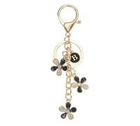PATIKIL Initial Letter Flower Keychain, Cute Alphabet B Cherry Blossom Rhinestone Keyring for Women Girls Purse Backpack Handbag Charm Bling Sparkly Keychain, Black