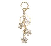 PATIKIL Initial Letter Flower Keychain, Cute Alphabet B Cherry Blossom Rhinestone Keyring for Women Girls Purse Backpack Handbag Charm Bling Sparkly Keychain, White