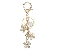 PATIKIL Initial Letter Flower Keychain, Cute Alphabet P Cherry Blossom Rhinestone Keyring for Women Girls Purse Backpack Handbag Charm Bling Sparkly Keychain, White
