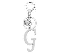 PATIKIL Initial Letter G Keychain, Stainless Steel Heart Alphabet Key Ring DIY Pendant Keychain for Women Bag Charm Purse Gift Handbag Backpack, Silver