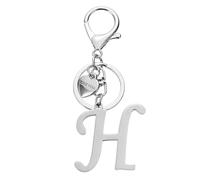 PATIKIL Initial Letter H Keychain, Stainless Steel Heart Alphabet Key Ring DIY Pendant Keychain for Women Bag Charm Purse Gift Handbag Backpack, Silver