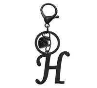 PATIKIL Initial Letter H Keychain, Stainless Steel Heart Alphabet Key Ring DIY Pendant Keychain for Women Bag Charm Purse Gift Handbag Backpack, Black