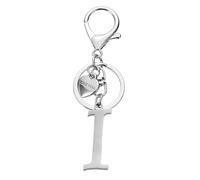 PATIKIL Initial Letter I Keychain, Stainless Steel Heart Alphabet Key Ring DIY Pendant Keychain for Women Bag Charm Purse Gift Handbag Backpack, Silver