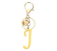 PATIKIL Initial Letter J Keychain, Stainless Steel Heart Alphabet Key Ring DIY Pendant Keychain for Women Bag Charm Purse Gift Handbag Backpack, Gold