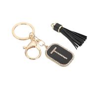 PATIKIL Initial Letter Key Chain, Cubic Zirconia Crystal Alphabet Keychains Letter T Tassel Pendant Keyring for Women Purse Handbag Bag Charm Accessories, Black/Gold