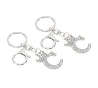 PATIKIL Initial Letter Keychain, 2 Pcs Letter C Crown Design Charm with Crystal Diamonds Decorative Alphabet Pendants for Bag Backpack DIY Craft, Silver Tone