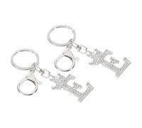 PATIKIL Initial Letter Keychain, 2 Pcs Letter E Crown Design Charm with Crystal Diamonds Decorative Alphabet Pendants for Bag Backpack DIY Craft, Silver Tone