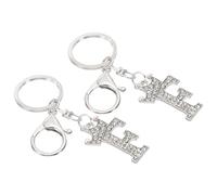 PATIKIL Initial Letter Keychain, 2 Pcs Letter F Crown Design Charm with Crystal Diamonds Decorative Alphabet Pendants for Bag Backpack DIY Craft, Silver Tone