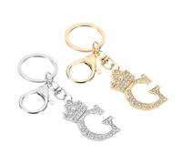 PATIKIL Initial Letter Keychain, 2 Pcs Letter G Crown Design Charm with Crystal Diamonds Decorative Alphabet Pendants for Bag Backpack DIY Craft, Gold/Silver