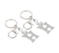 PATIKIL Initial Letter Keychain, 2 Pcs Letter H Crown Design Charm with Crystal Diamonds Decorative Alphabet Pendants for Bag Backpack DIY Craft, Silver Tone