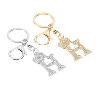 PATIKIL Initial Letter Keychain, 2 Pcs Letter H Crown Design Charm with Crystal Diamonds Decorative Alphabet Pendants for Bag Backpack DIY Craft, Gold/Silver